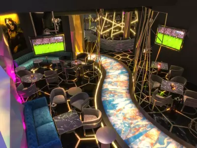 Modern Cigar Lounge and Cafe Bar Interior 3D Model 3D model