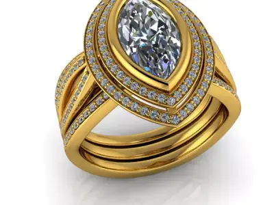 Glamorous Marquis Diamond Engagement Ring Halo Fashion Modern  3D print model