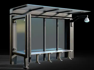Game Ready Bus Stop 12 Low-poly 3D model