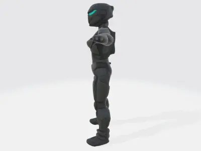 Female soldier Low-poly 3D model 4