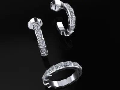 Bvlgari Serpenti Ring and Earrings  3D print model