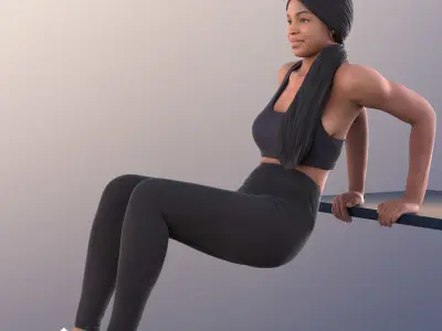 Miceala 11405 - Fitness Black Girl Exercise Workout Gym Low-poly 3D model