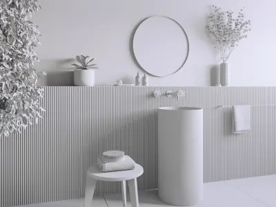 BATHROOM GREEN TITLES Low-poly 3D model