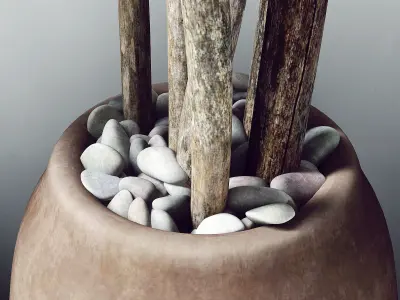 Dry branc vase decor n4 3D model