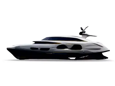 Luxury Futuristic Yacht  HighDetail 3D Model Low-poly 3D model