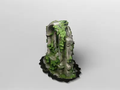 Medieval Ruined Gothic Window Arch 3D model