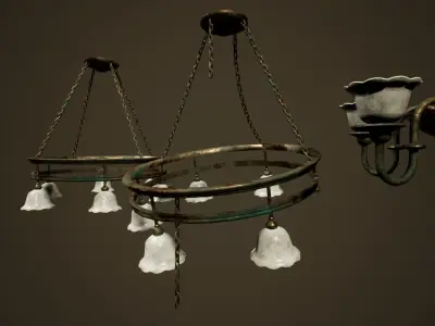 Antique Chandelier - PBR Game Ready Low-poly 3D model Low-poly 3D model