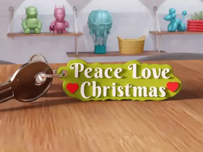 Peace Love Christmas Heart Keychain - 468 3D print model