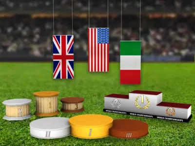 Sport podium flag pack 3D model