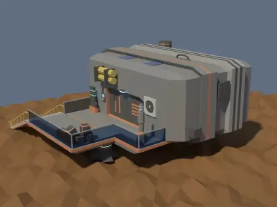 Low Poly Cartoony Sci Fi Building Low-poly 3D model