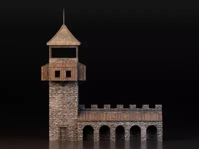 Medieval Watchtower Low-poly 3D model