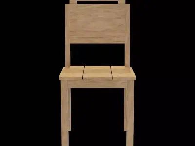 Chair wooden 02 Low-poly 3D model