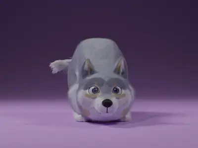 Cartoon Wolf Rigged 3D model