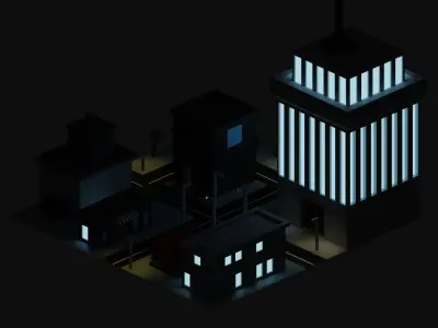 Low Poly Cartoon City  Free low-poly 3D model