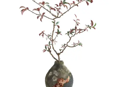 Dry Bouquet Vintage Pottery Pot Low-poly 3D model