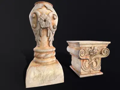 Marble Floral Garden Decoration Low-poly 3D model 3