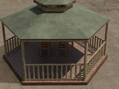 Gazeboo and  Bench Low-poly  3D models 3D Model Collection