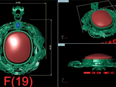 oriental dragon pendant 3D print model