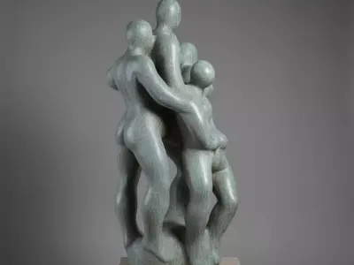 Family Unity Abstract Statue 3D Model for Print Low-poly 3D model