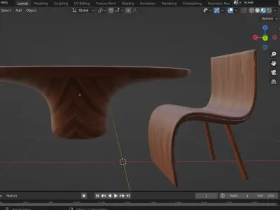 futuristic  wooden dining table Free 3D model