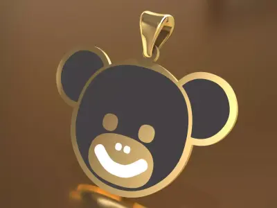 Bear Character Enamel Pendant 3D model Texture 3D print model