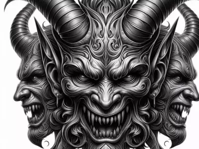 Pendant Devil Head Mask Head Gold Pendant 3D print model