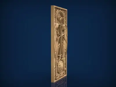 Carved panel painting STL 3D model 27