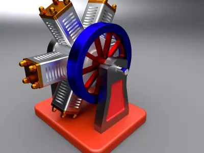 Cylinder Radial Engine 3D print model
