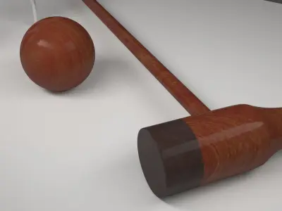 Woodball Equipment - Ball  Mallet and Gate 3D model