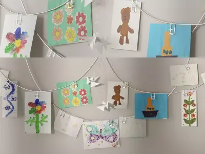 Exhibition of childrens crafts wall decor 3D model