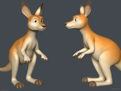 Stylized Cartoon Kangaroo 3D model