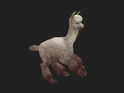 animated alpaca Low-poly 3D model