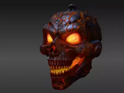 Lava Fire Horror Face Pumpkin Halloween 3D Model  3D model