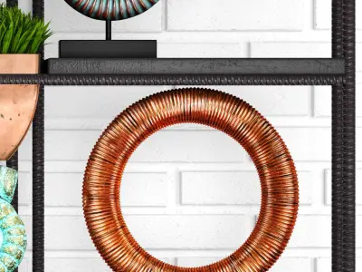 Decorative Set potted plants on shelf 3D model