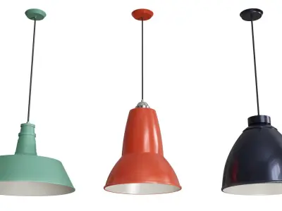 3 Retro Ceiling Lamps 3D Model Pack - Collection 3D model