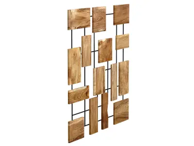 Decorative wall panel with wooden elements 3D model