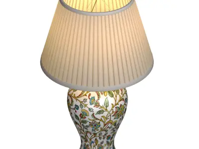 European Floral style Ceramic Table Lamp Retro Nightstand  3D model