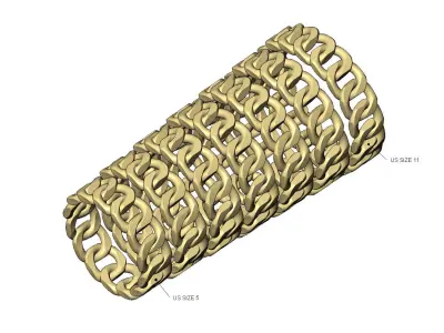 Thin square facets cuban link eternity band size 5to11 3D print model