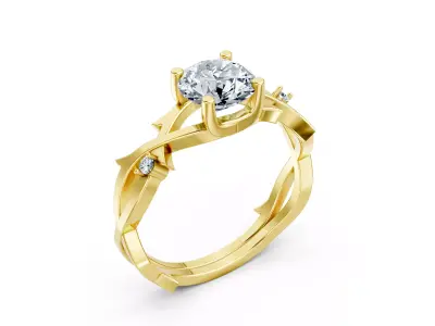 Luxury Twisted Solitaire Diamond Ring CAD Model 3DM File 3D print model