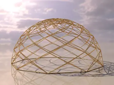 Geodesic Dome like design wire-frame structure  3D model