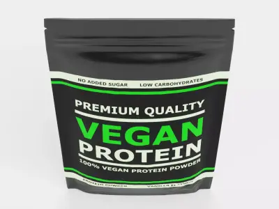 Vegan Protein - Product Concept Packaging Low-poly 3D model