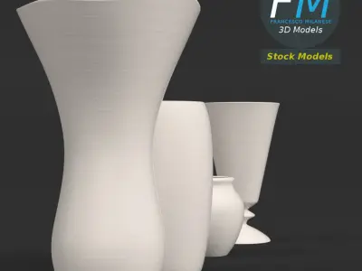 4 vases set three 3D model