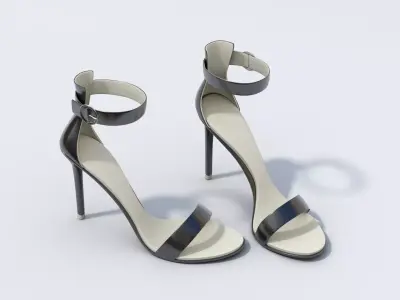 Female High Heel Leather Sandals 3D model