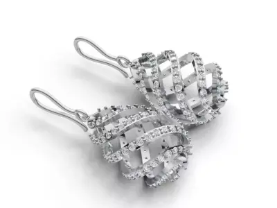 Earrings with diamonds 3D model