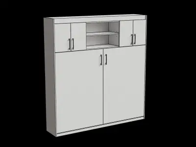 White Cabinet Drawers Wall Bed Closed Low-poly 3D model