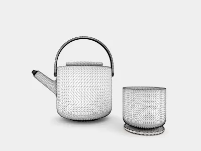 Teapot and tea mug 3D model