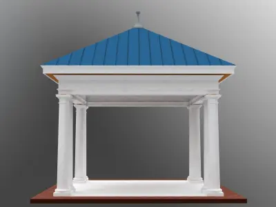 Pavilion free standing structure architectural hipped roof Low-poly 3D model