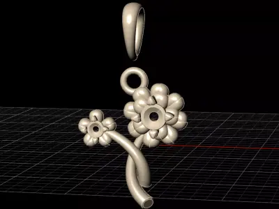 Cosmos Flower Minimal Pendant Necklace CAD 3D Design 3D print model