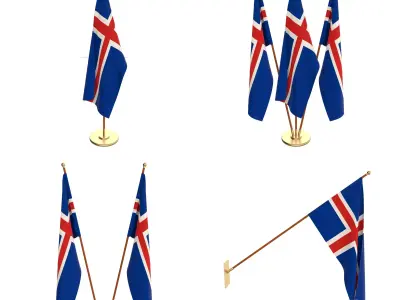 Iceland Flag Pack 3D model