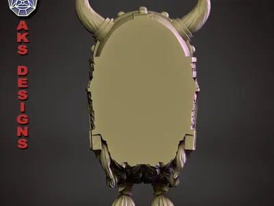 Ancient viking warrior skull v1 Bas relief for wall decoration 3D print model